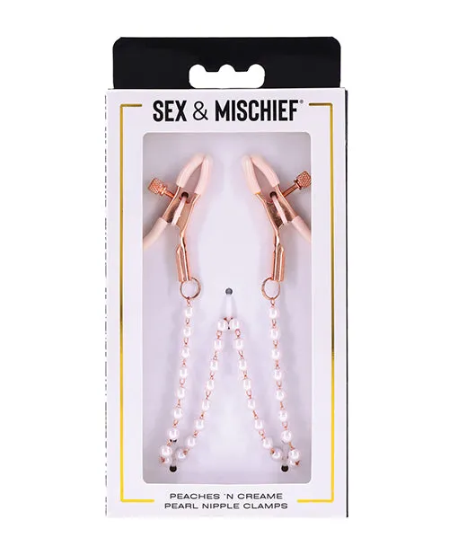 Sex Mischief Peaches n CreaMe Pearl Nipple Clamps Sportsheets Couples